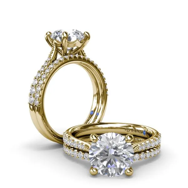 Triple-Row Two-Toned Round Diamond Engagement Ring Image 4 Molinelli's Jewelers Pocatello, ID