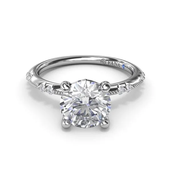 Milgrain Knife-Edge Round Diamond Engagement Ring Image 3 Steve Lennon & Co Jewelers  New Hartford, NY