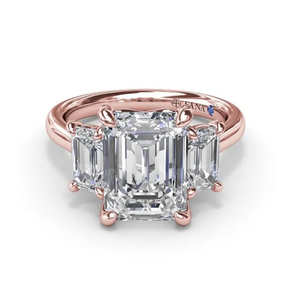 Three Stone Emerald Cut Diamond Engagement Ring Image 3 Quenan's Fine Jewelers Georgetown, TX