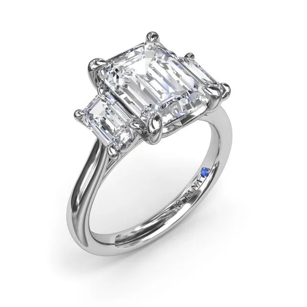 Three Stone Emerald Cut Diamond Engagement Ring Quest Fine Jewelers Fairfax, VA