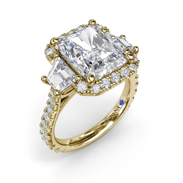 Three Stone Halo Diamond Engagement Ring The Diamond Center Claremont, CA