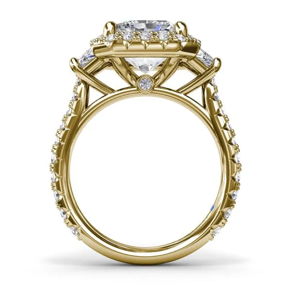 Three Stone Halo Diamond Engagement Ring Image 2 The Diamond Center Claremont, CA
