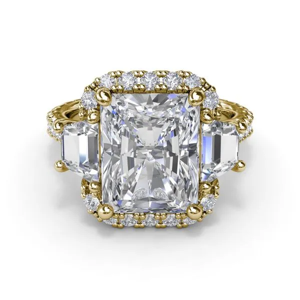 Three Stone Halo Diamond Engagement Ring Image 3 The Diamond Center Claremont, CA