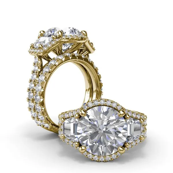 Complete Halo Three Stone Engagement Ring Image 4 Molinelli's Jewelers Pocatello, ID