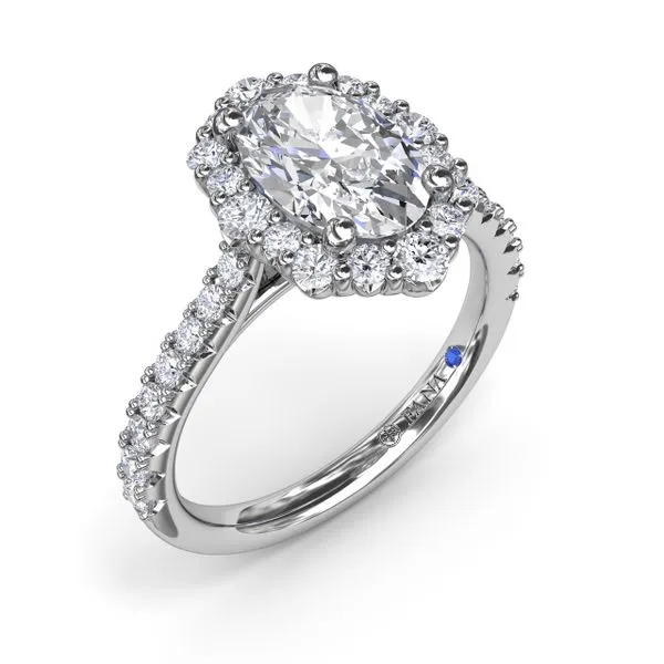 Oval Diamond Graduated Halo Engagement Ring Stuart Benjamin & Co. Jewelry Designs San Diego, CA