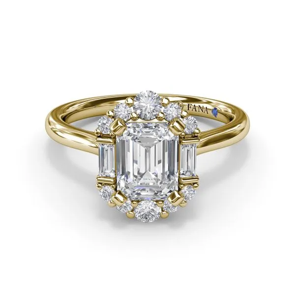 Graduated Halo Emerald Diamond Engagement Ring Image 3 Shipley's Fine Jewelry Hampstead, MD