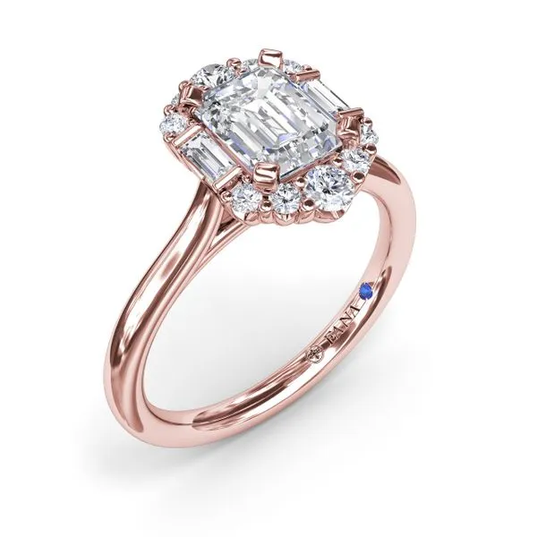 Graduated Halo Emerald Diamond Engagement Ring Steve Lennon & Co Jewelers  New Hartford, NY