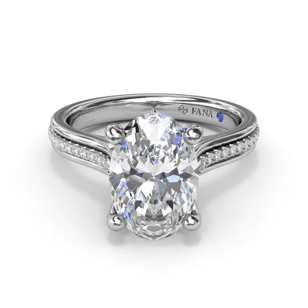 Two-Toned Triple Row Oval Diamond Engagement Ring Image 3 The Diamond Center Claremont, CA