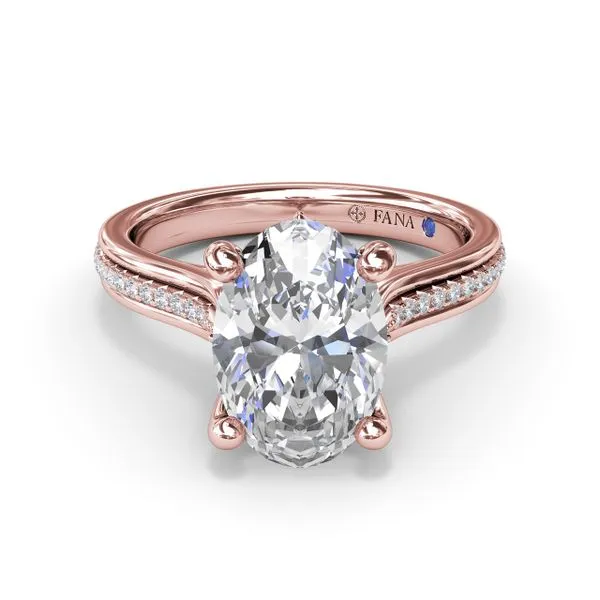 Two-Toned Triple Row Oval Diamond Engagement Ring Image 3 Steve Lennon & Co Jewelers  New Hartford, NY