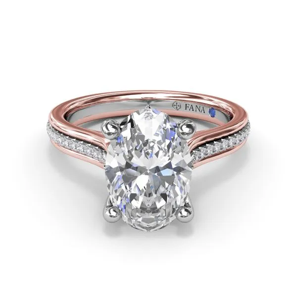 Two-Toned Triple Row Oval Diamond Engagement Ring Image 3 Graham Jewelers Wayzata, MN