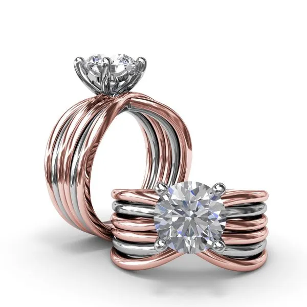 Twisted Triple Row Two-Toned Diamond Engagement Ring Image 4 Shipley's Fine Jewelry Hampstead, MD