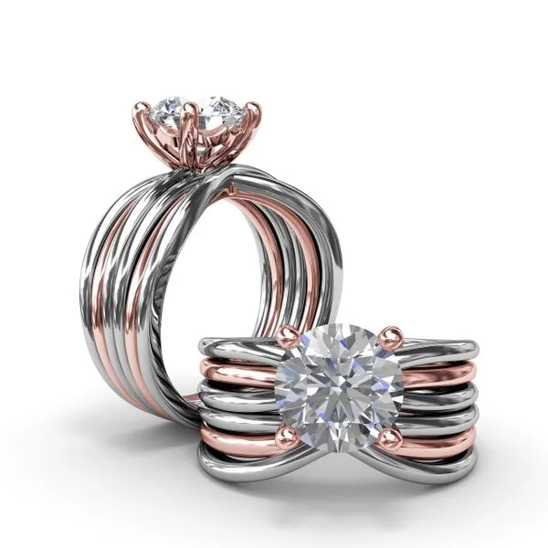 Twisted Triple Row Two-Toned Diamond Engagement Ring Image 4 Quest Fine Jewelers Fairfax, VA