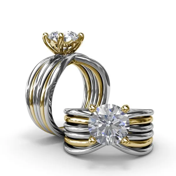 Twisted Triple Row Two-Toned Diamond Engagement Ring Image 4 Quenan's Fine Jewelers Georgetown, TX
