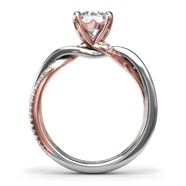 Two-Toned Twist Diamond Engagement Ring Image 2 Jim's Jewelers Tyler, TX