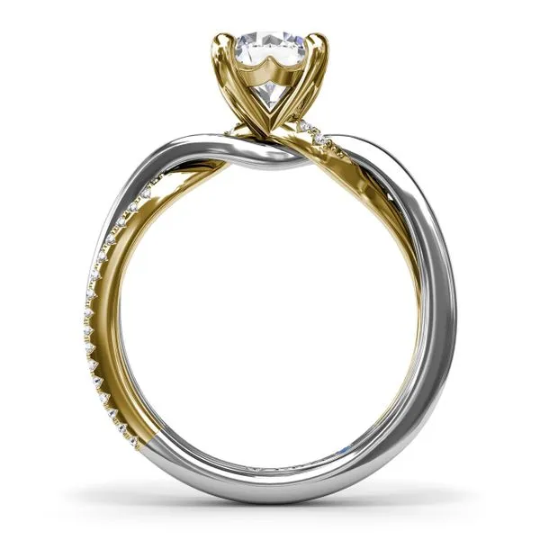 Two-Toned Twist Diamond Engagement Ring Image 2 Steve Lennon & Co Jewelers  New Hartford, NY