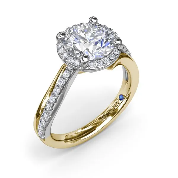 Two-Toned Halo Diamond Engagement Ring Quenan's Fine Jewelers Georgetown, TX