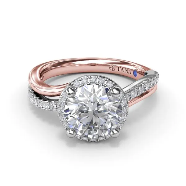 Two-Toned Halo Diamond Engagement Ring Image 3 The Diamond Center Claremont, CA
