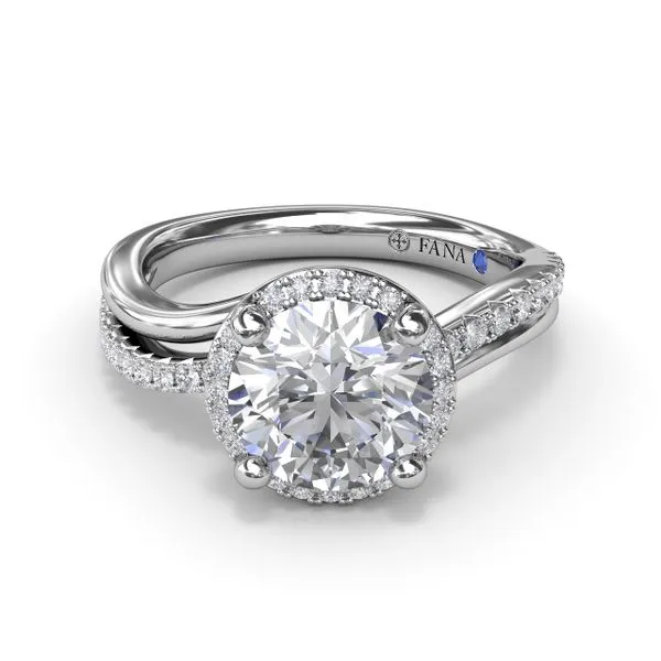 Two-Toned Halo Diamond Engagement Ring Image 3 Quenan's Fine Jewelers Georgetown, TX
