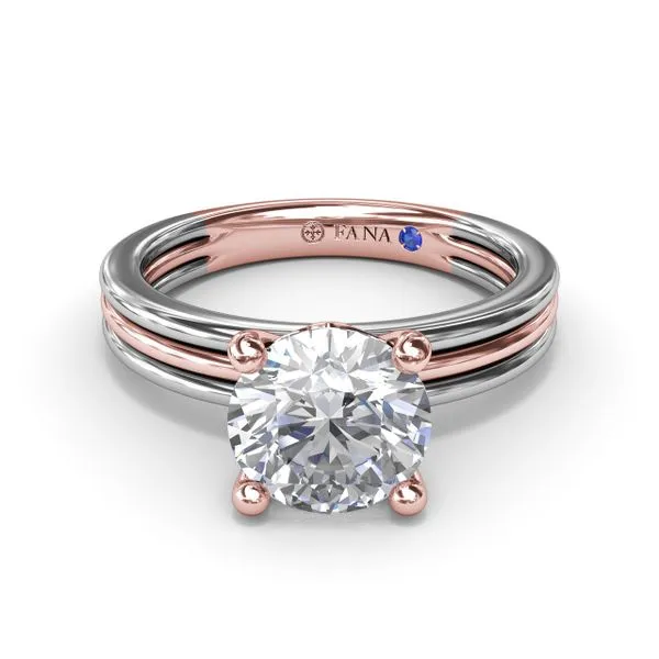 Triple-Row Two-Toned Round Diamond Engagement Ring Image 3 Molinelli's Jewelers Pocatello, ID