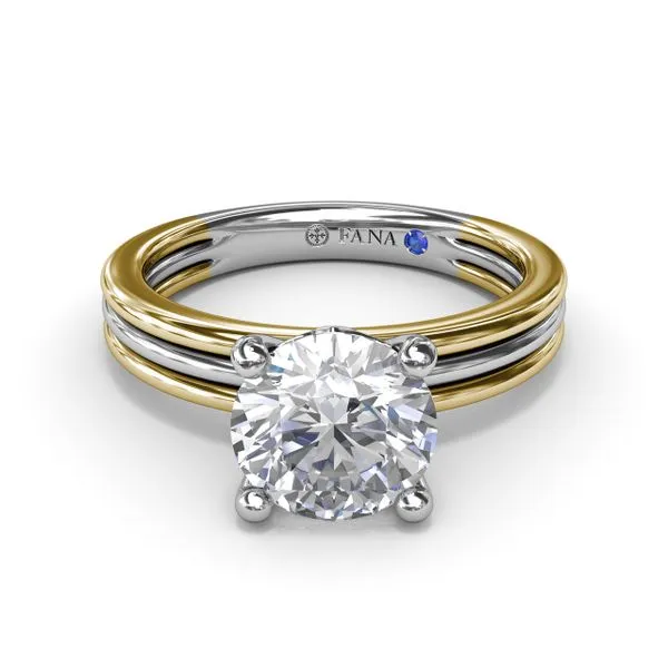 Triple-Row Two-Toned Round Diamond Engagement Ring Image 3 Moore Jewelers Laredo, TX