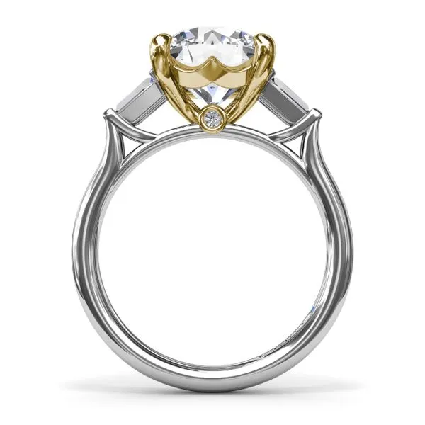 Tapered Baguette Diamond Engagement Ring Image 2 Steve Lennon & Co Jewelers  New Hartford, NY