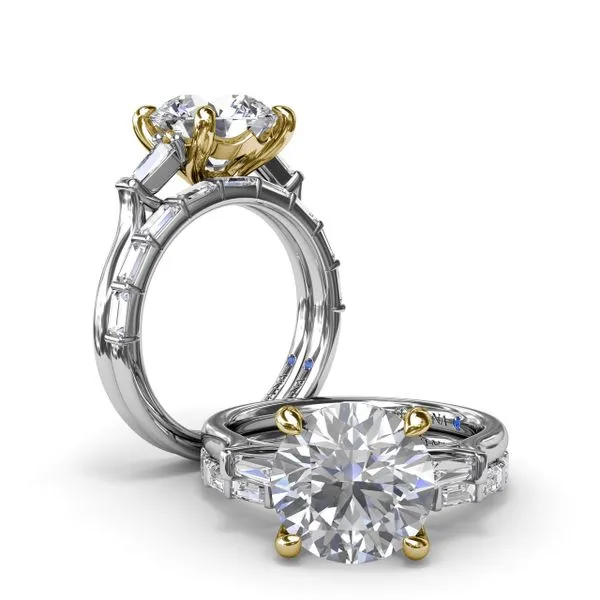 Tapered Baguette Diamond Engagement Ring Image 4 Steve Lennon & Co Jewelers  New Hartford, NY