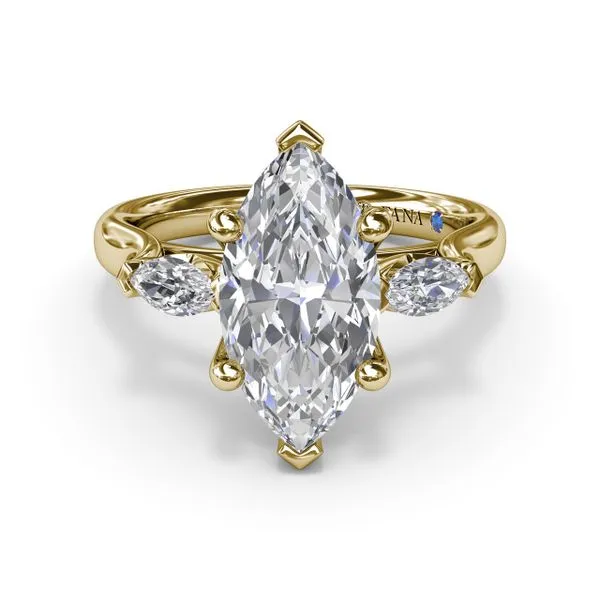 Marquise Three-Stone Diamond Engagement Ring Image 3 Steve Lennon & Co Jewelers  New Hartford, NY