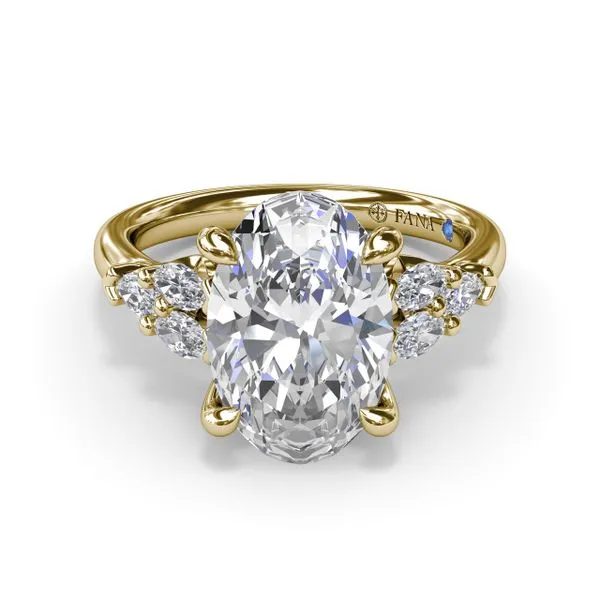 Oval Diamond Engagement Ring with Marquise Side Stones Image 3 Steve Lennon & Co Jewelers  New Hartford, NY