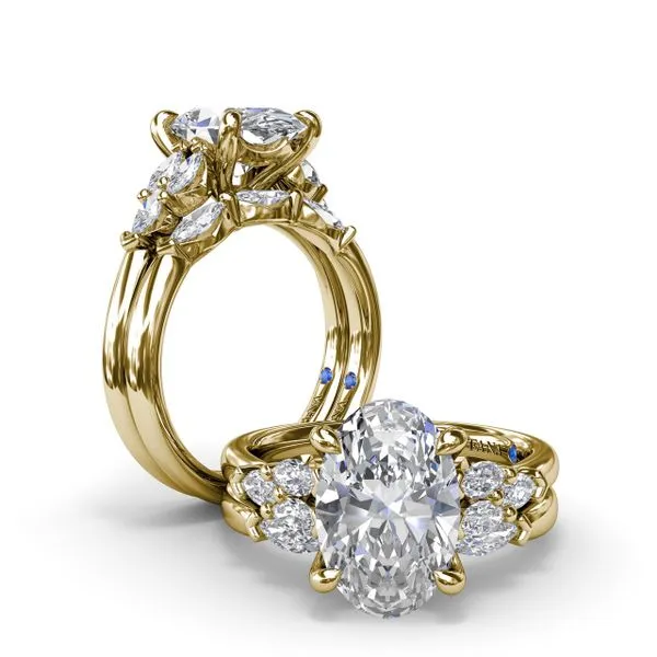 Oval Diamond Engagement Ring with Marquise Side Stones Image 4 The Diamond Center Claremont, CA