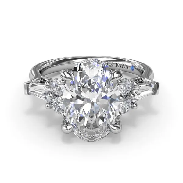 Oval Diamond Engagement Ring with Tapered Baguettes Image 3 Quest Fine Jewelers Fairfax, VA