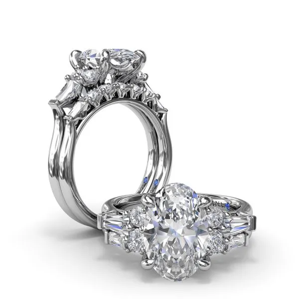Oval Diamond Engagement Ring with Tapered Baguettes Image 4 Quest Fine Jewelers Fairfax, VA