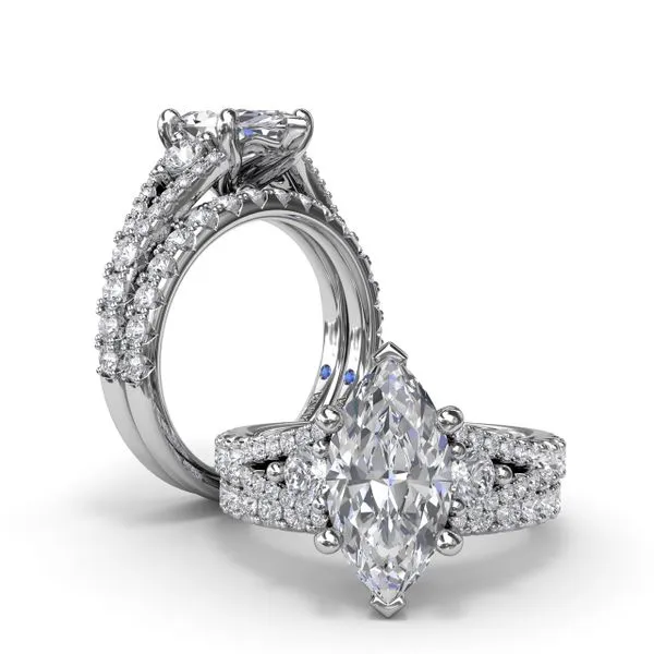 Split Shank Marquise Diamond Engagement Ring Image 4 Steve Lennon & Co Jewelers  New Hartford, NY