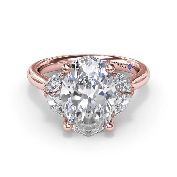 Marquise and Round Side-Stone Engagement Ring Image 3 Quest Fine Jewelers Fairfax, VA