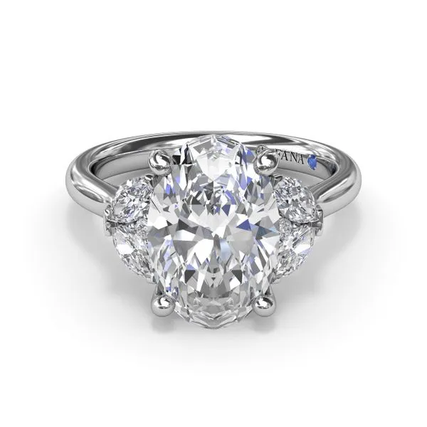 Marquise and Round Side-Stone Engagement Ring Image 3 Steve Lennon & Co Jewelers  New Hartford, NY