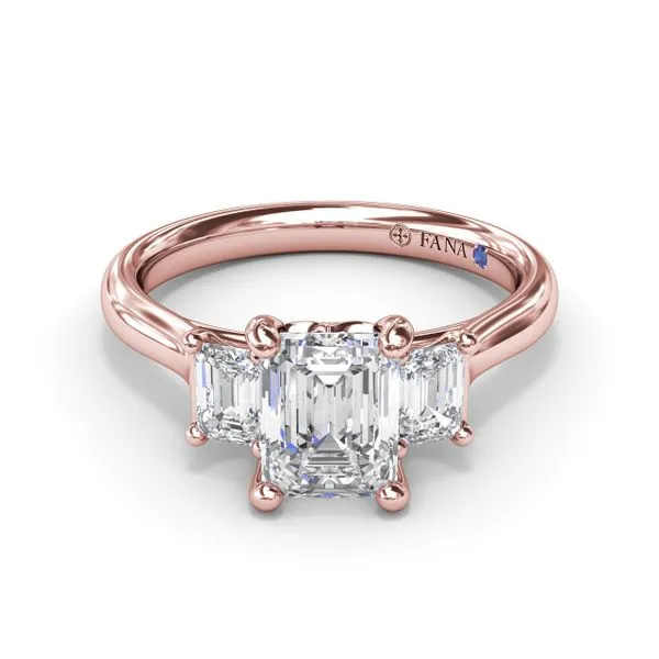 Three-Stone Emerald-Cut Engagement Ring Image 3 Molinelli's Jewelers Pocatello, ID