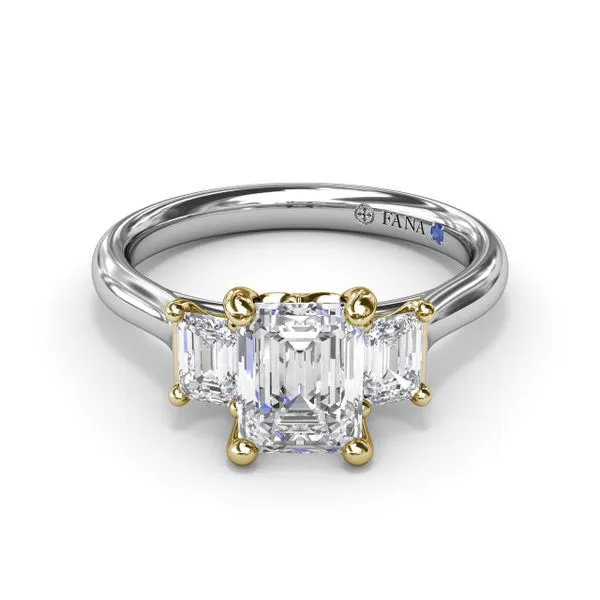 Three-Stone Emerald-Cut Engagement Ring Image 3 Jim's Jewelers Tyler, TX