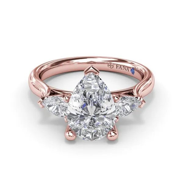 Three-Stone Pear Diamond Engagement Ring Image 3 Steve Lennon & Co Jewelers  New Hartford, NY
