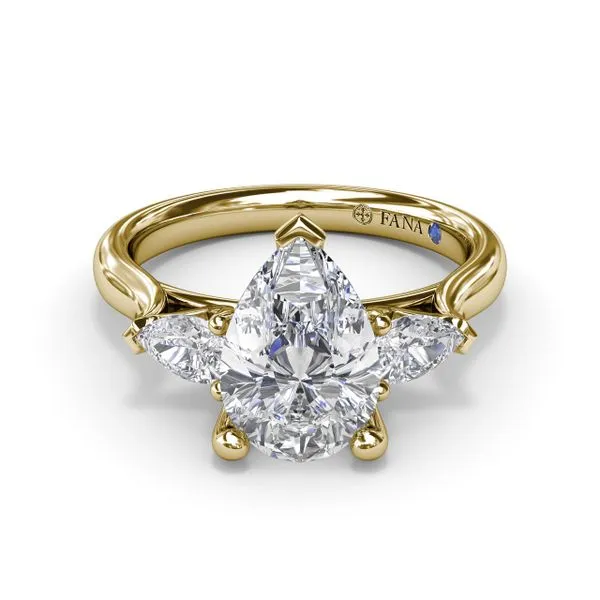 Three-Stone Pear Diamond Engagement Ring Image 3 Quenan's Fine Jewelers Georgetown, TX