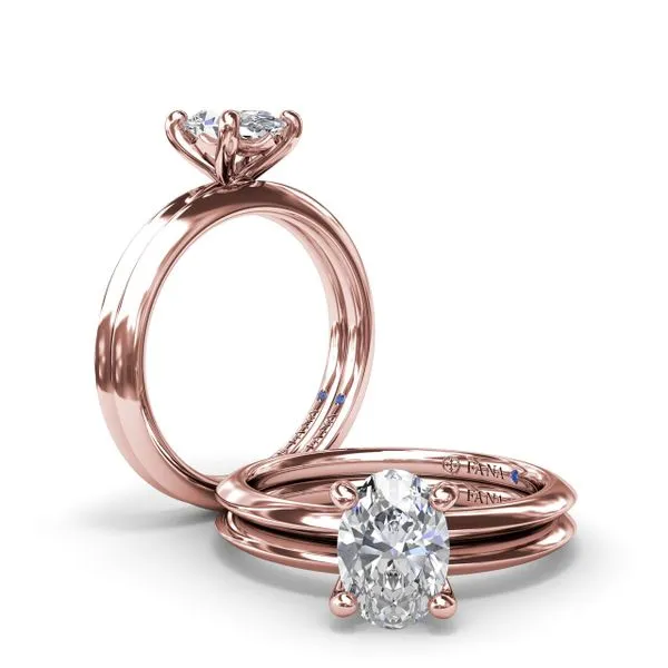 Two-Toned Solitaire Knife-Edge Diamond Engagement Ring Image 4 Steve Lennon & Co Jewelers  New Hartford, NY