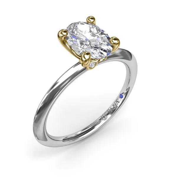 Two-Toned Solitaire Knife-Edge Diamond Engagement Ring Moore Jewelers Laredo, TX