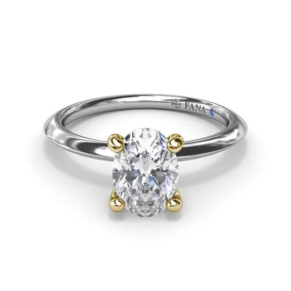 Two-Toned Solitaire Knife-Edge Diamond Engagement Ring Image 3 Moore Jewelers Laredo, TX