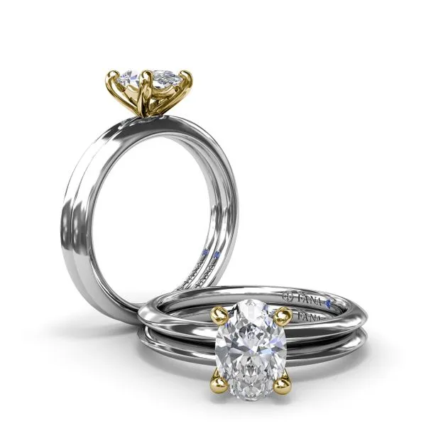 Two-Toned Solitaire Knife-Edge Diamond Engagement Ring Image 4 Graham Jewelers Wayzata, MN