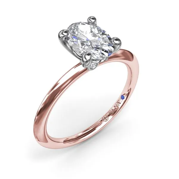 Two-Toned Solitaire Knife-Edge Diamond Engagement Ring Moore Jewelers Laredo, TX