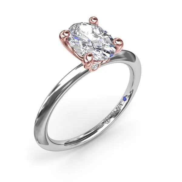 Two-Toned Solitaire Knife-Edge Diamond Engagement Ring Quenan's Fine Jewelers Georgetown, TX