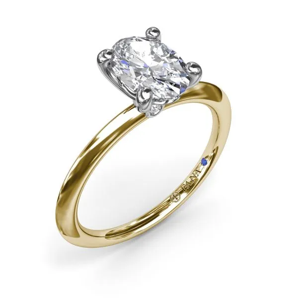 Two-Toned Solitaire Knife-Edge Diamond Engagement Ring Quenan's Fine Jewelers Georgetown, TX