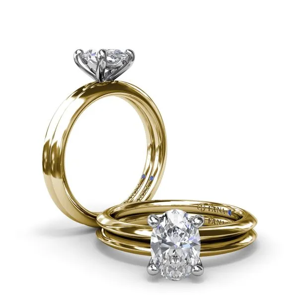 Two-Toned Solitaire Knife-Edge Diamond Engagement Ring Image 4 Quenan's Fine Jewelers Georgetown, TX