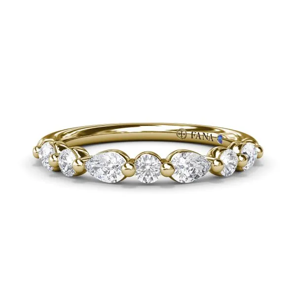 Alternating Round and Teardrop Diamond Wedding Band  Castle Couture Fine Jewelry Manalapan, NJ