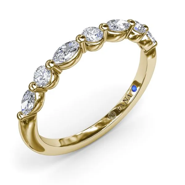 Alternating Round and Marquise Diamond Wedding Band  Image 2 Steve Lennon & Co Jewelers  New Hartford, NY