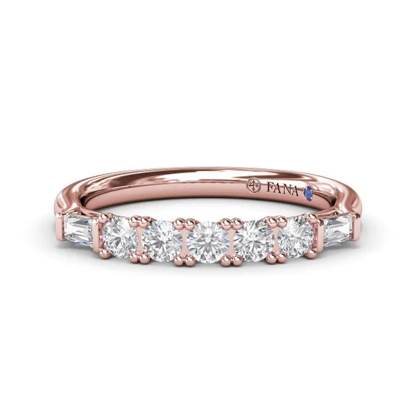 Round and Tapered Baguette Diamond Wedding Band Moore Jewelers Laredo, TX