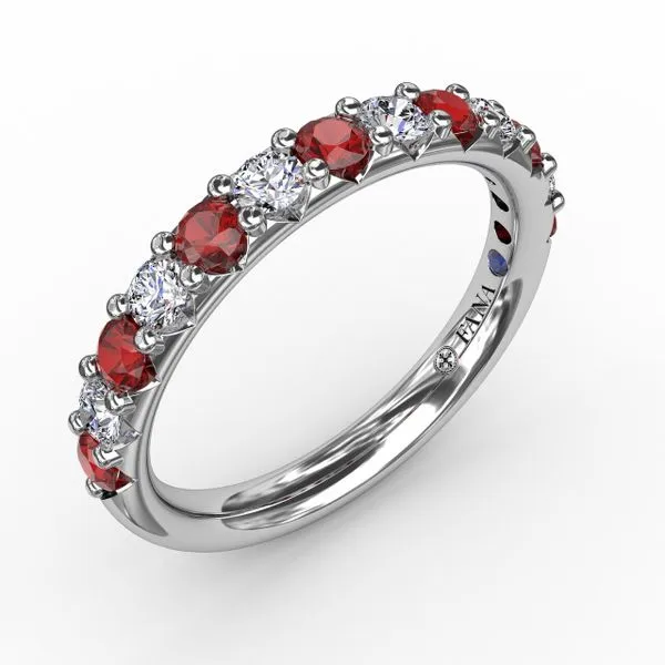 Ruby and Diamond Shared Prong Anniversary Band Image 3 Molinelli's Jewelers Pocatello, ID